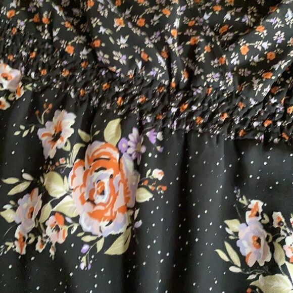 Anthro | Pins and Needles Black Floral Mini Dress - Picture 7 of 7